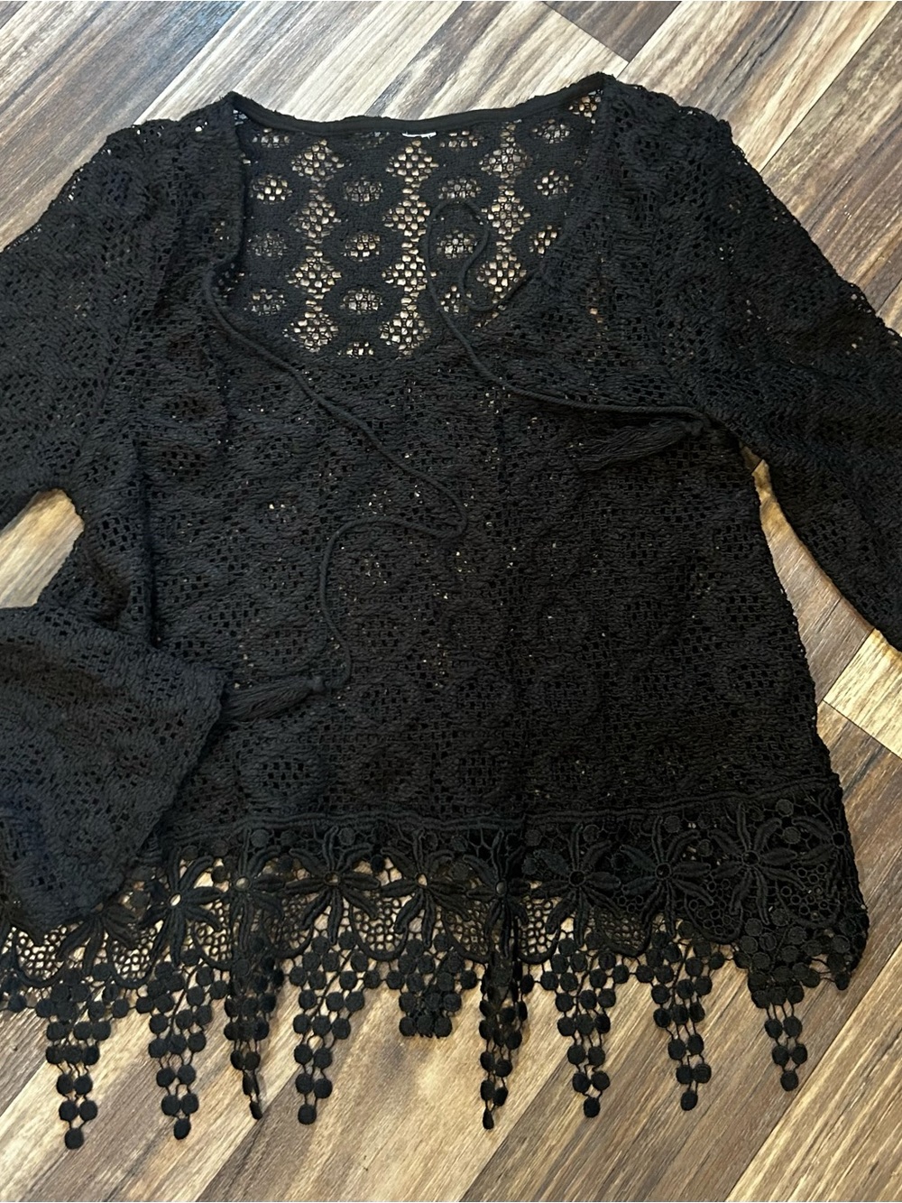 Black Crochet Lace Women’s Top
